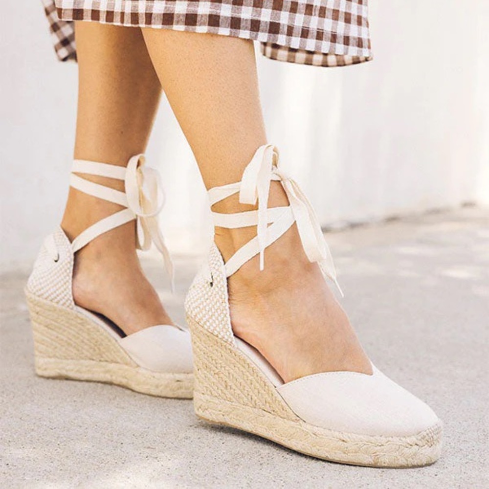 Soludos Mallorca 4” Espadrille Ankle Wrap Wedge 6.5